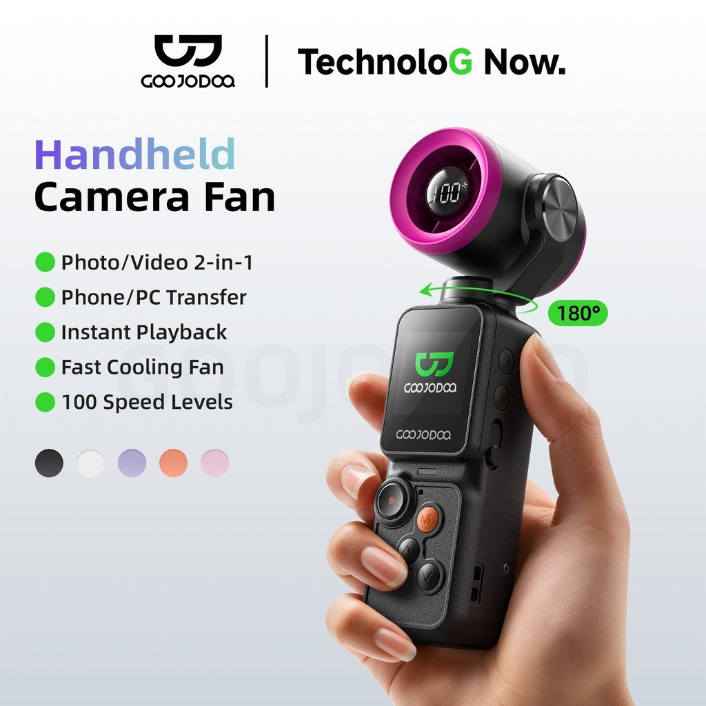 GFS025 Handheld Camera Fan 100 Speed Levels Photo/Video 2-in-1 Dual-System Independence Seamless