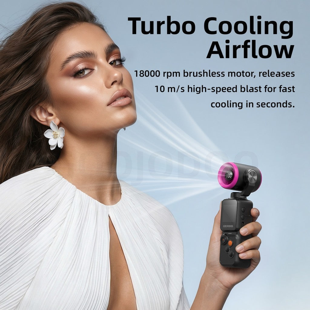 GFS025 Handheld Camera Fan 100 Speed Levels Photo/Video 2-in-1 Dual-System Independence Seamless
