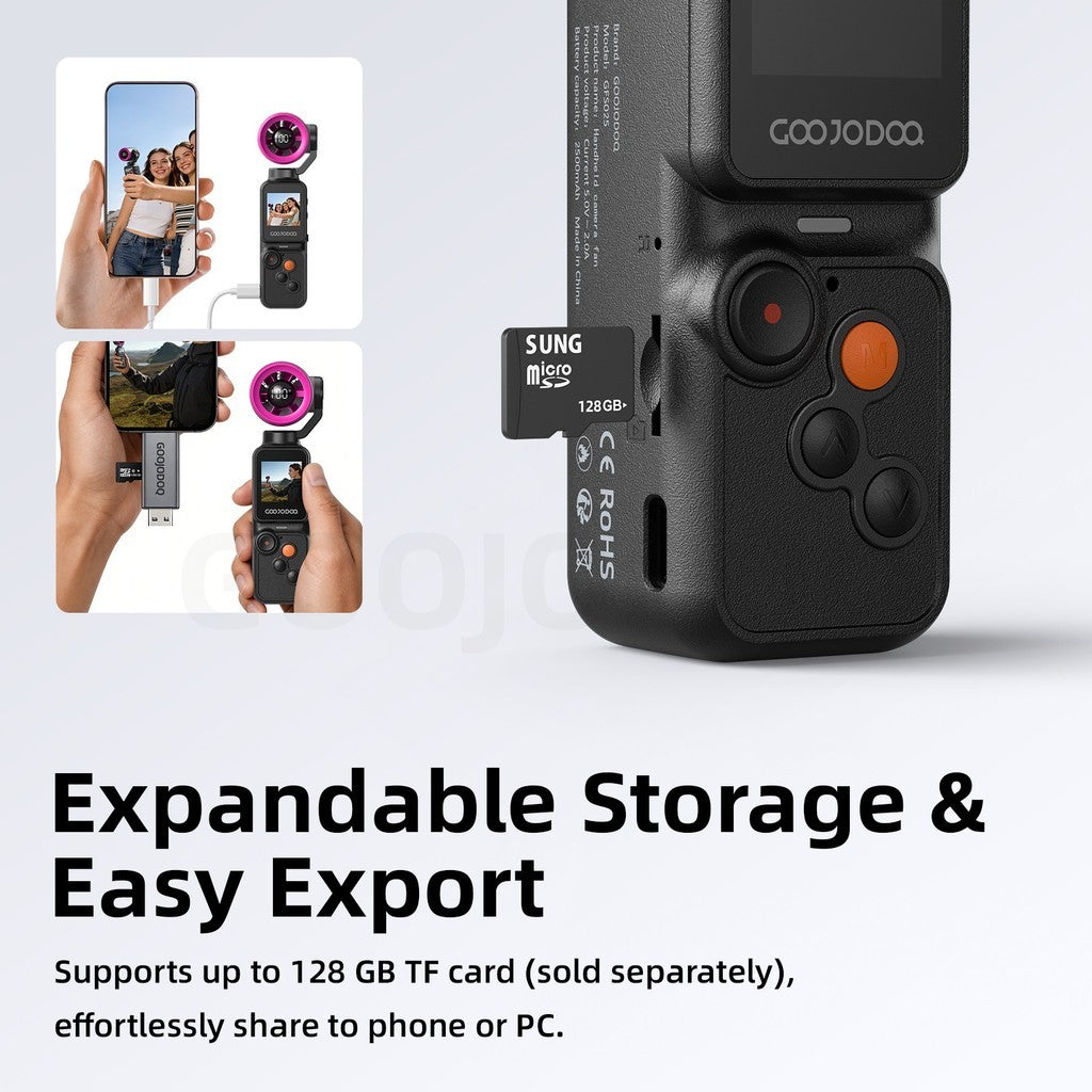 GFS025 Handheld Camera Fan 100 Speed Levels Photo/Video 2-in-1 Dual-System Independence Seamless
